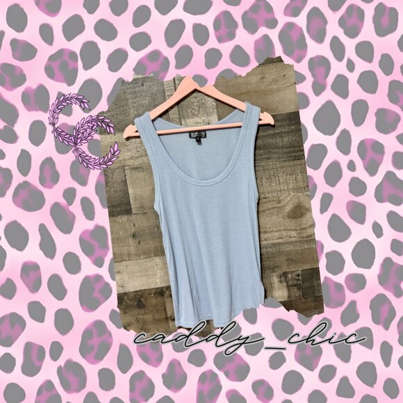 Topshop Ribbed Tank Top Light Blue 6 - Picture 1 of 4